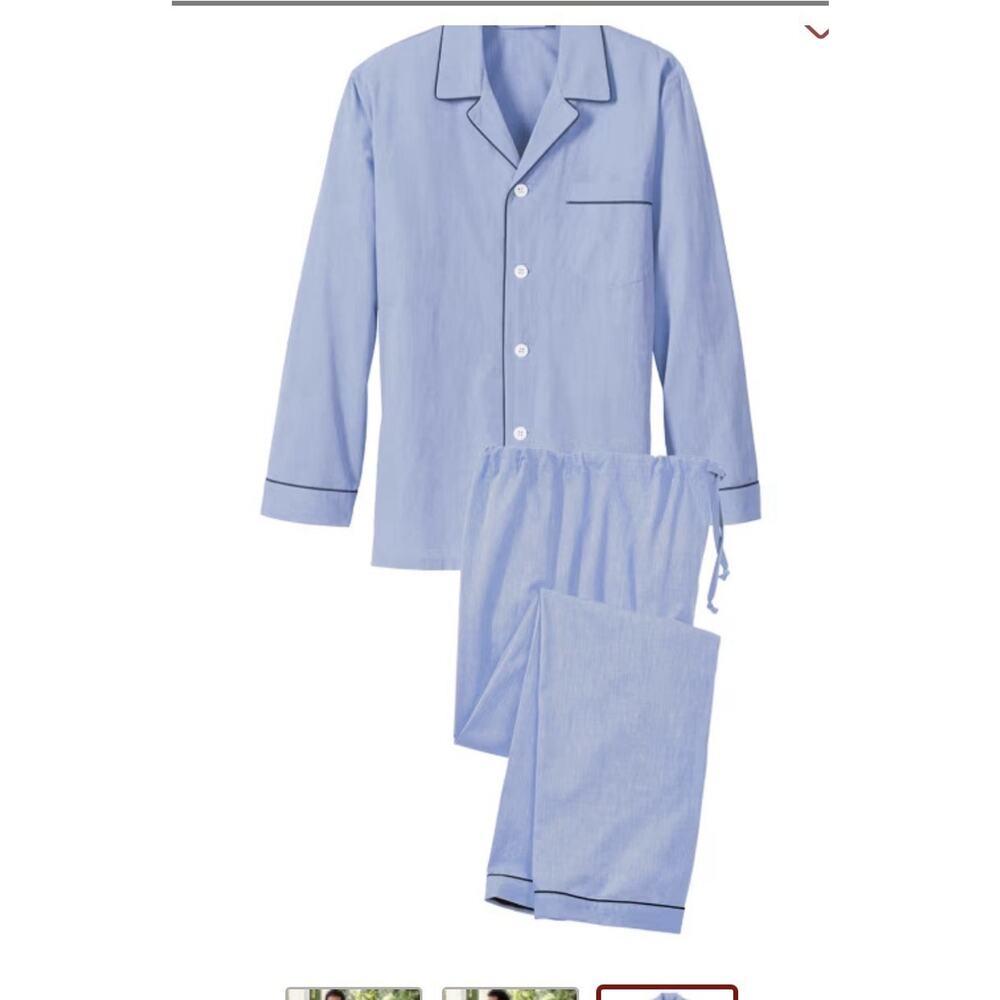 The Vermont Country Store True Blue Cotton Pajama SET Men's Medium NWOT MSRP 909